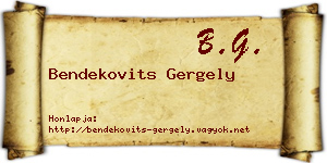 Bendekovits Gergely névjegykártya